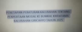 Penetapan Perkal Penyertaan Modal ke BUMKal Kridatama